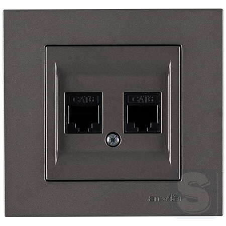 Розетка комп'ютерна подвійна RJ45х2 cat 6 Arvia Electric KAREN Антрацит (20 06 2000 248)